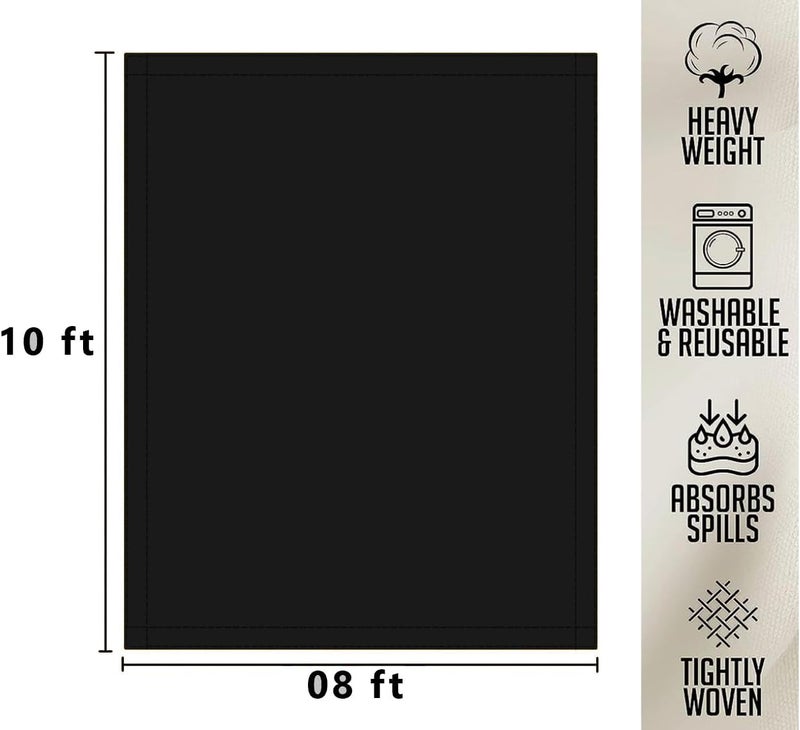 ZUPERIA Black Drop Cloth (8 x 10 Feet - Pack of 1) - Pure Canvas Drop Cloth for Painting, Curtains & Floor Protection Washable & Reusable Tight Woven Paint Cover for Multipurpose use - Image 3